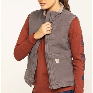 NWT Carhartt Mock Neck Vest Sherpa Lined Gray XXL